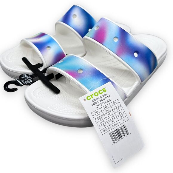 Classic Crocs‎ Solarized Tie Dye Two-Strap Sandals | Waterproof Sandals Mens 11 - Picture 1 of 7